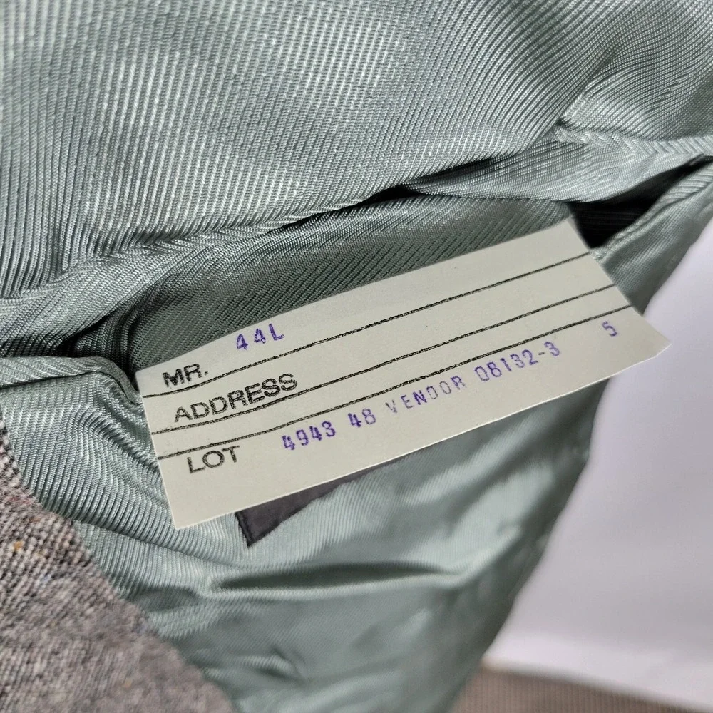 Stafford‎ Men's Tweed Sport Coat Blazer Two Button Gray Wool Elbow Patches 44L